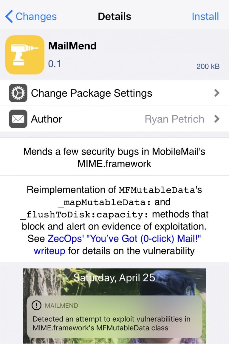 Твик Райана Петрича MailMend устраняет уязвимость в почтовом приложении iOS