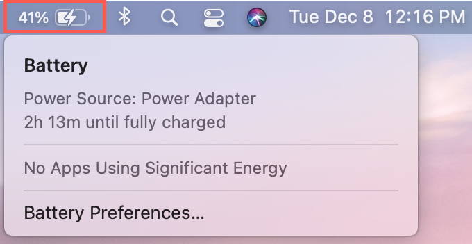Как показать процент заряда батареи в macOS Big Sur